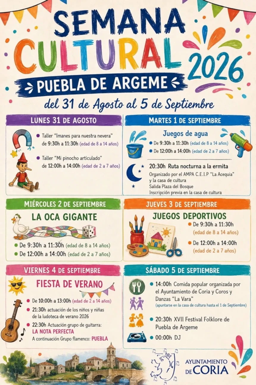 Semana Cultural 2026 en Puebla de Argeme: programación y fechas