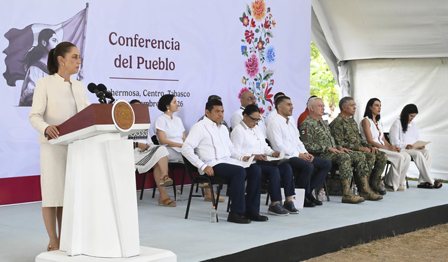 Sheinbaum reporta baja de homicidios y delitos en Tabasco
